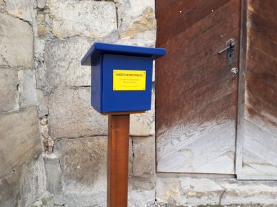 Sonderstempel der Harzer Wandernadel - Blauer Stempelkasten im Harzer Klostersommer